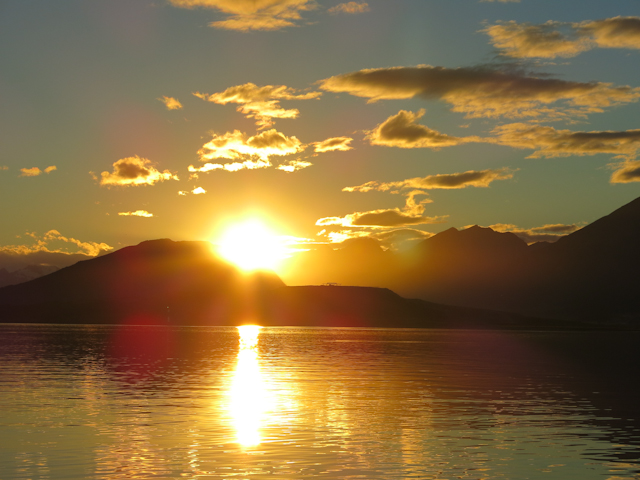 Coucher de soleil sur la baie d'Ushuaia