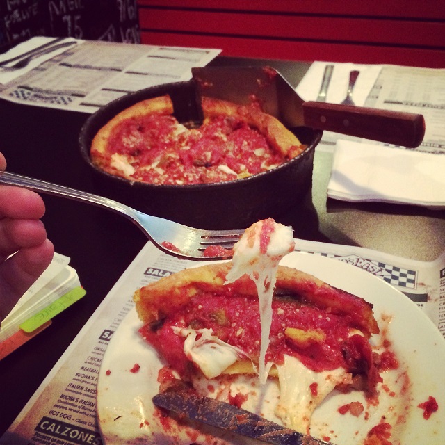 Deep dish pizza - Gino's East - Chicago, Illinois