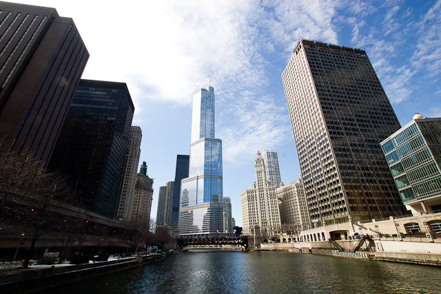 Vue du lac Michigan sur la Chicago River - Chicago, Illinois