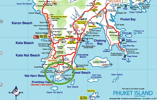 Carte du sud de Phuket