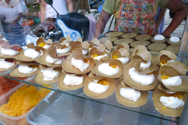 Crêpes de coco sucrées-salées - Chiang Mai, Thailande