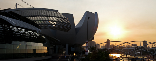 Coucher de soleil sur le centre de Singapour