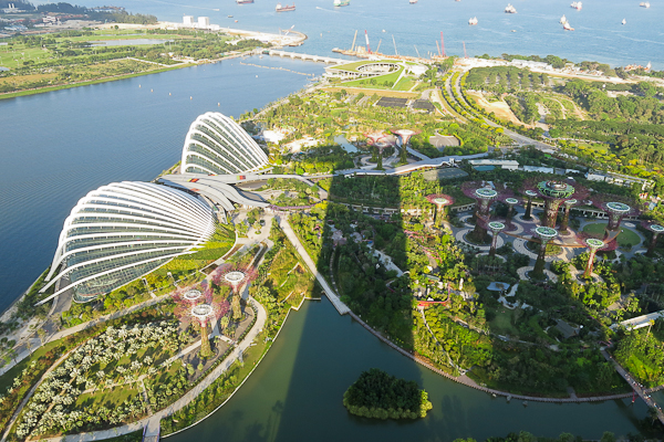 La vue de la terrasse d'observation du Marina Bay Sands - Singapour