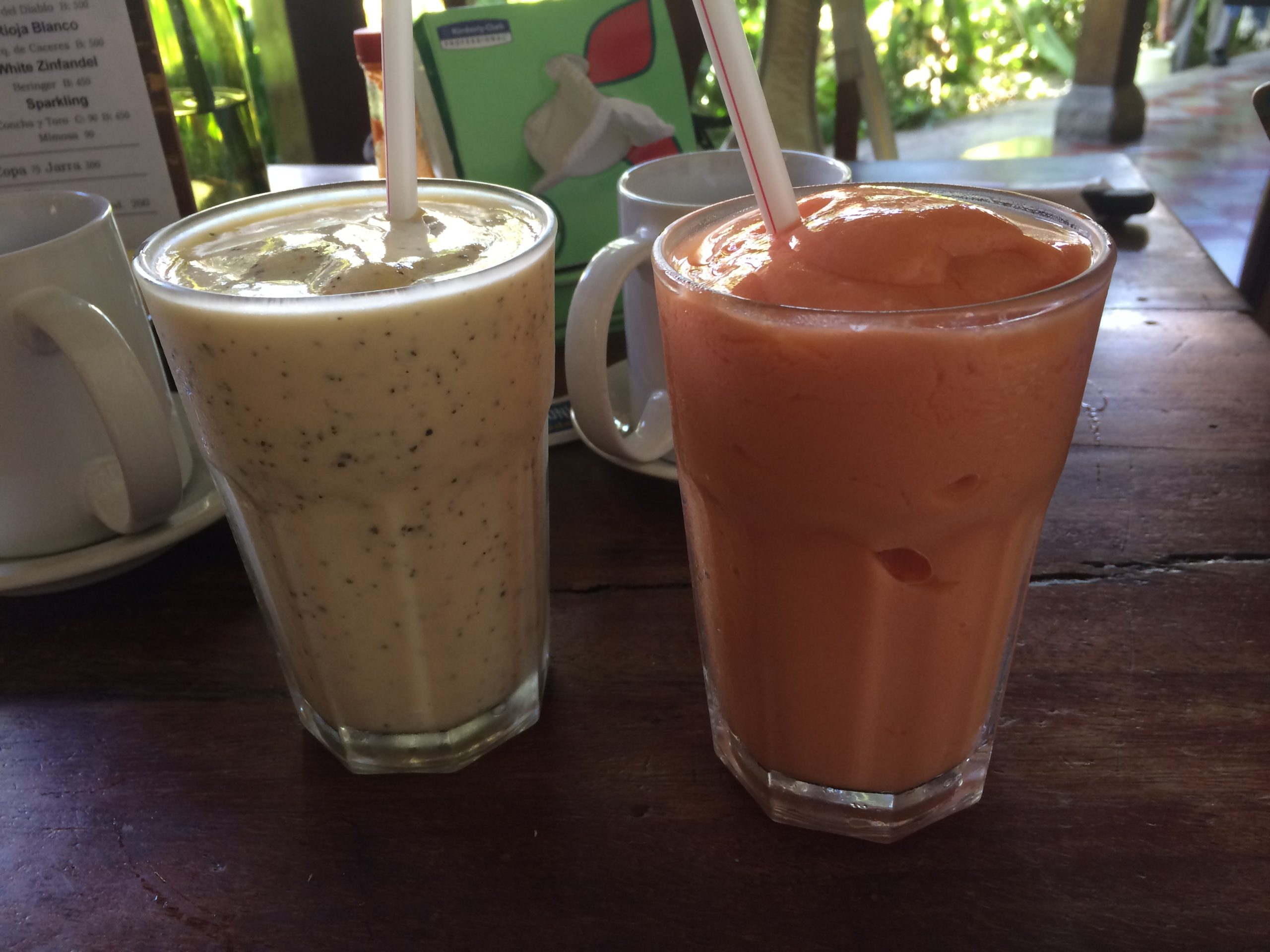 Smoothies ou batidos du The Garden Cafe, Granada, Nicaragua