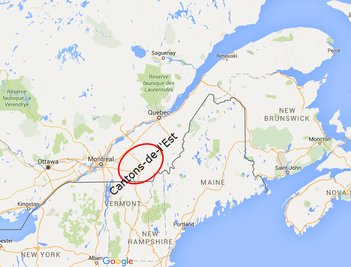 Carte du Québec - Cantons-de-l'Est