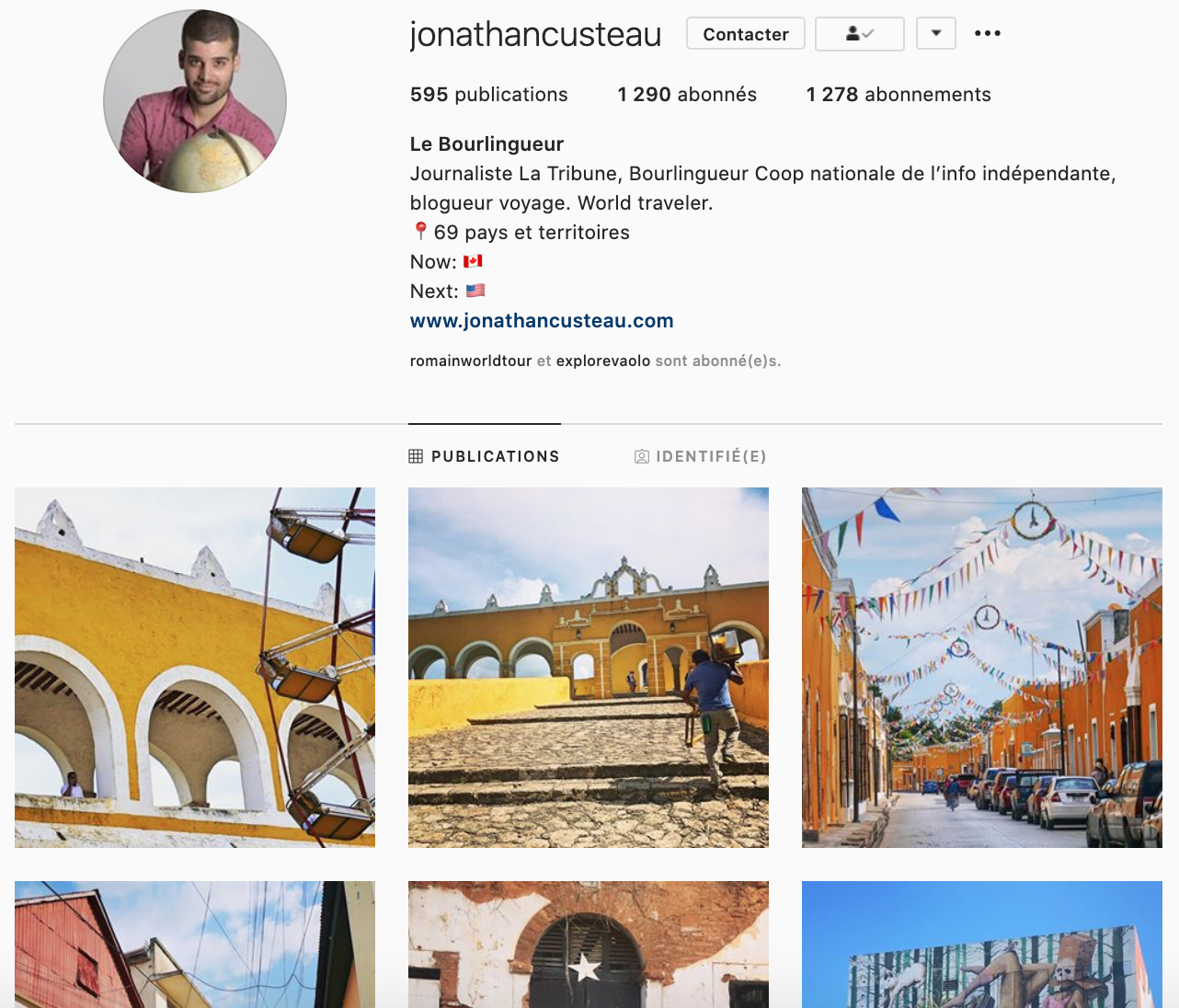 voyageur Jonathan Custeau le bourlingueur _ 50 comptes Instagram de voyage qui peuvent inspirer vos voyage et séjour