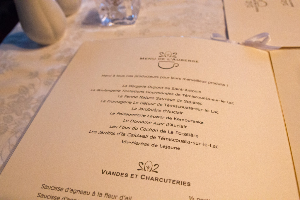 Auberge Marie Blanc - Menu