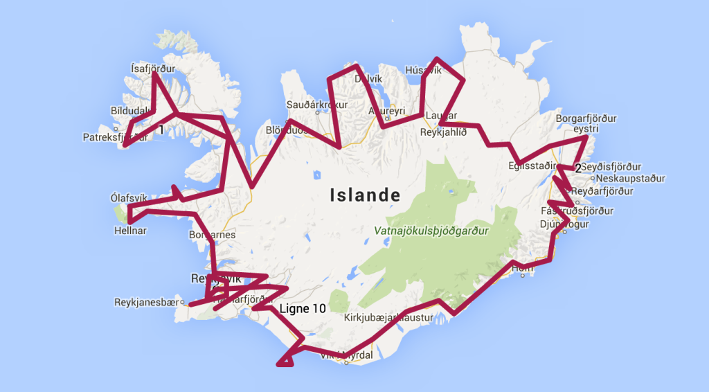 Carte de l'Islande