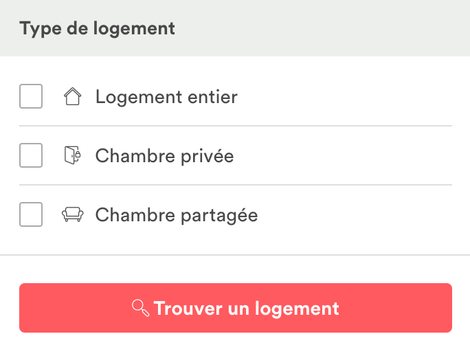 Type de logement AirBNB