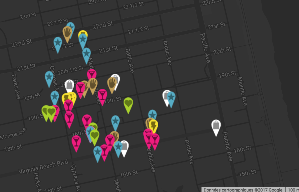 Carte du Vibe Creative District de Virginia Beach