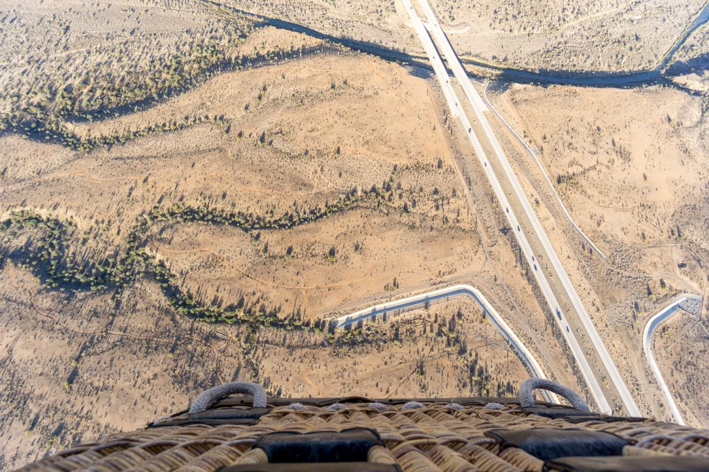 Vue de la montgolfière dans le désert du Sonora - Sud-ouest des États-Unis