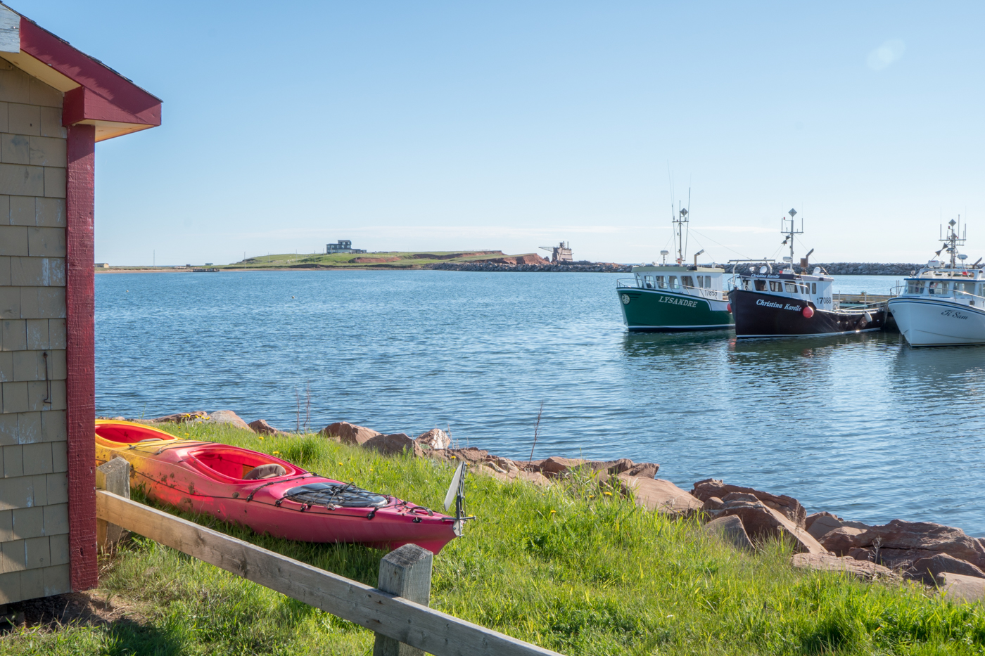 Kayak au port de l'Étang-du-Nord