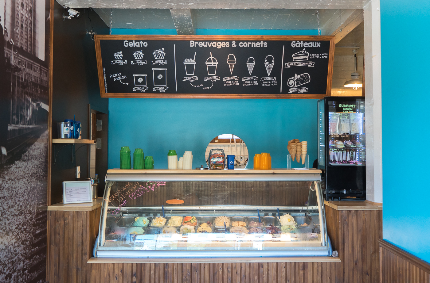 Comptoir à gelato du Savoroso au marché de la gare de Sherbrooke