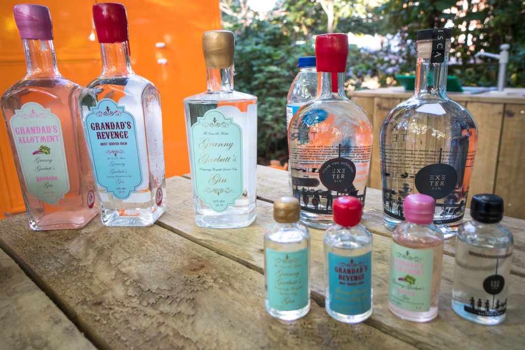 Bouteilles de gin de chez Exeter Gin