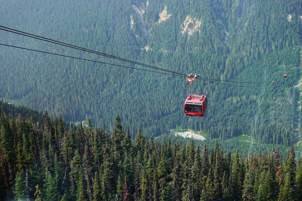 Gondole Peak 2 Peak dans les airs à Whistler