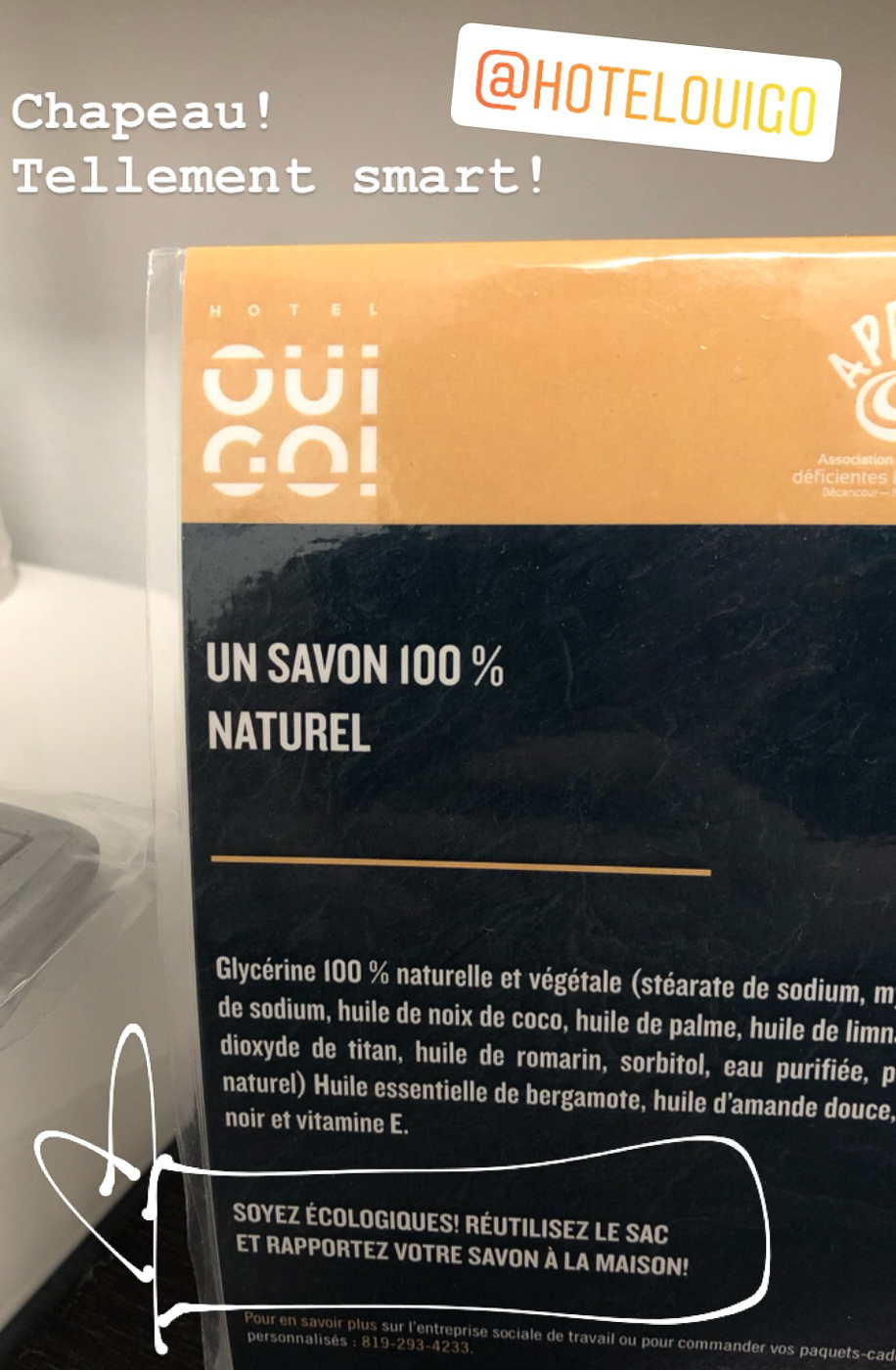 Savon écolo à l'hôtel OuiGO