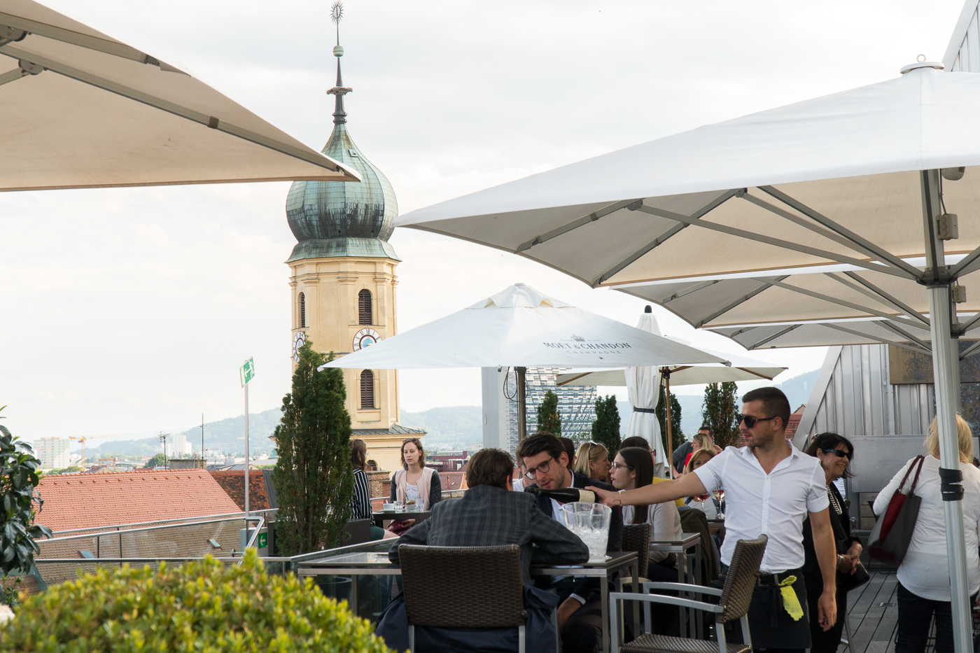 Vue de la terrasse du Café Freiblick de Graz