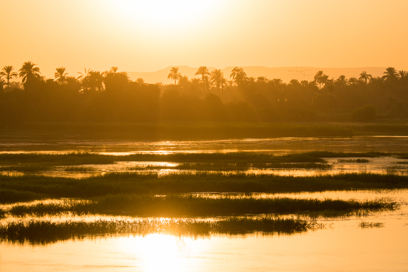 coucher de soleil sur l'Égypte en été