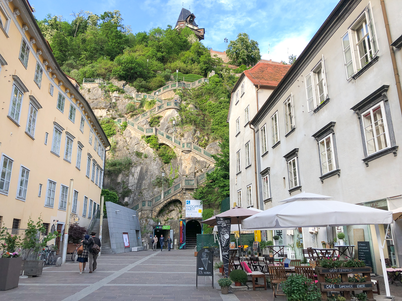 escaliers du Schlossberg de Graz