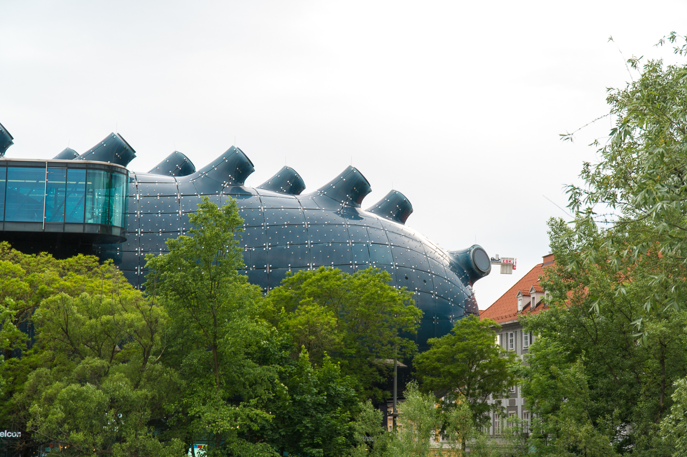 Extérieur du musée Kunsthaus Graz et son friendly alien