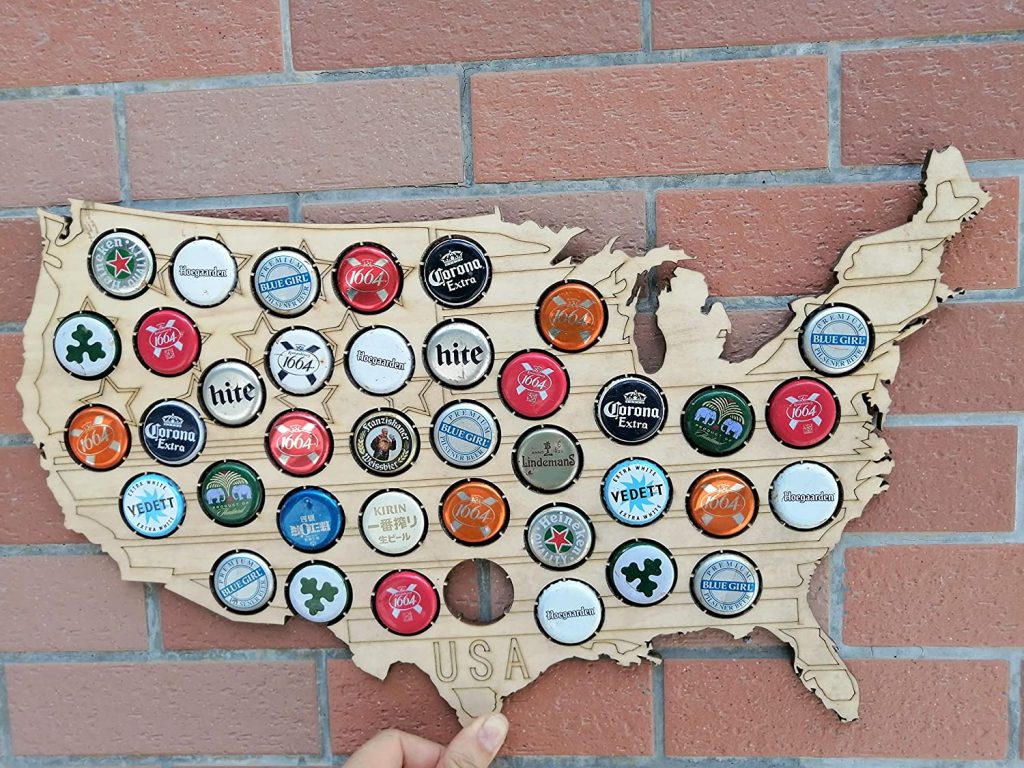 Carte des États-Unis en bouchons de bière