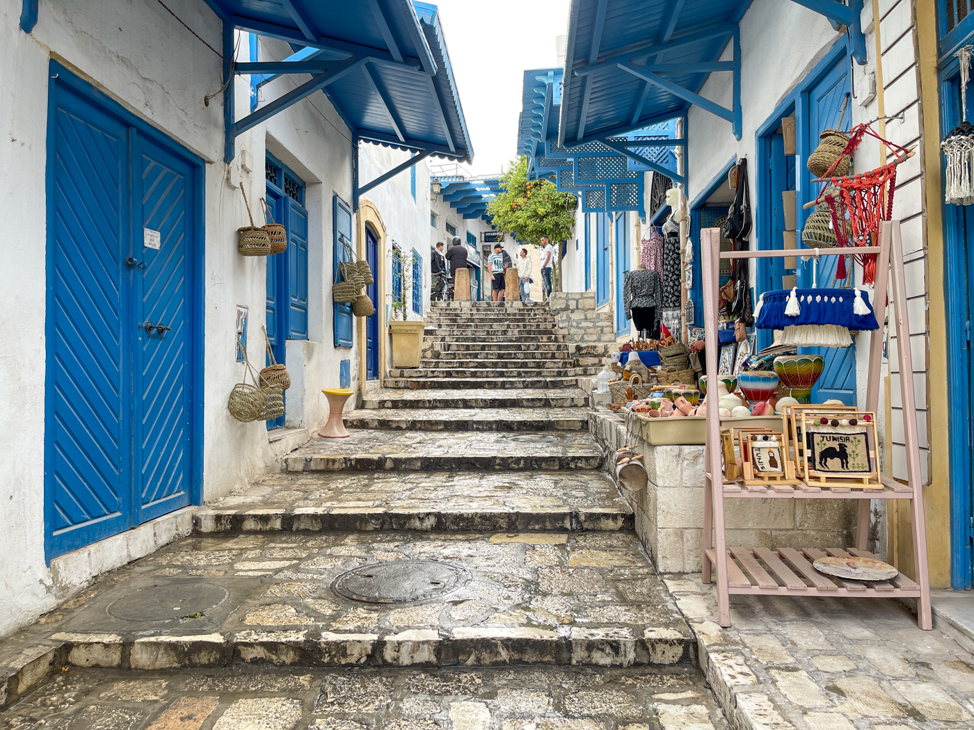 Escalier de la médina de Sousse - bleu et blanc