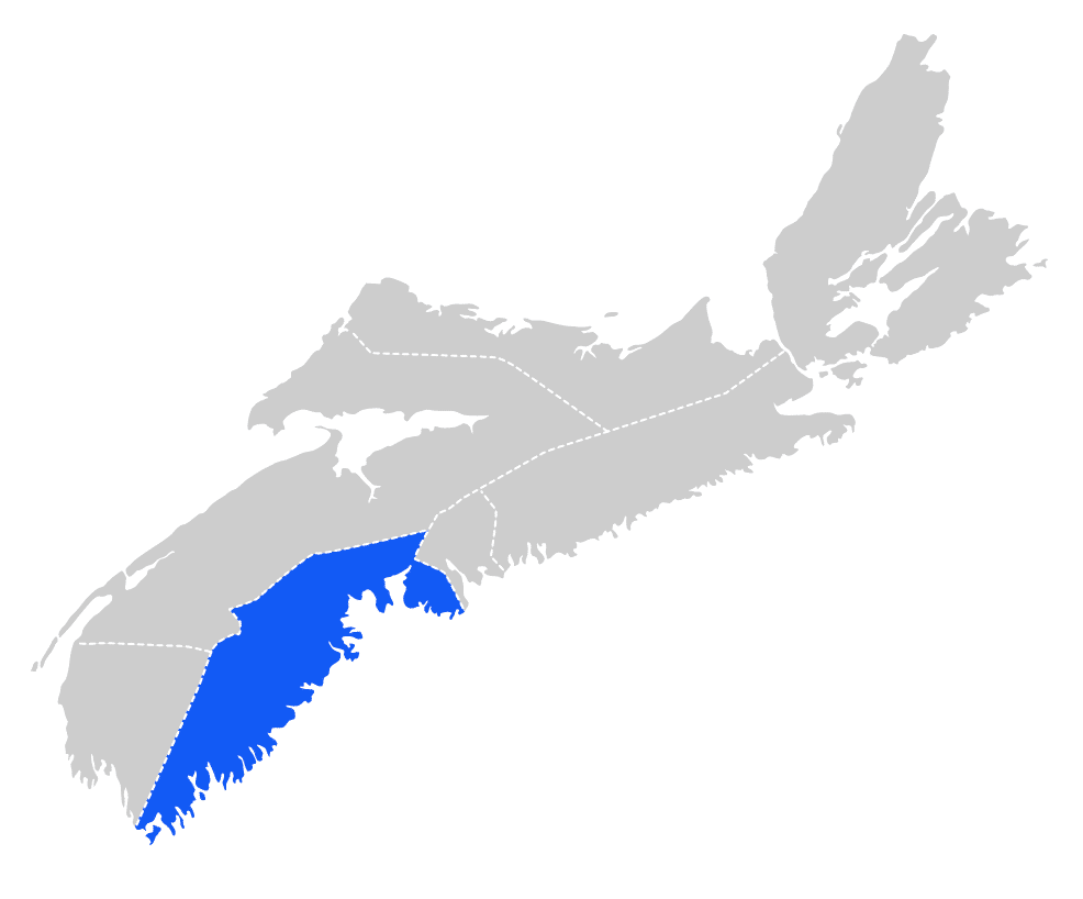 Map de la South Shore de Nouvelle-Écosse par Nova Scotia Tourism