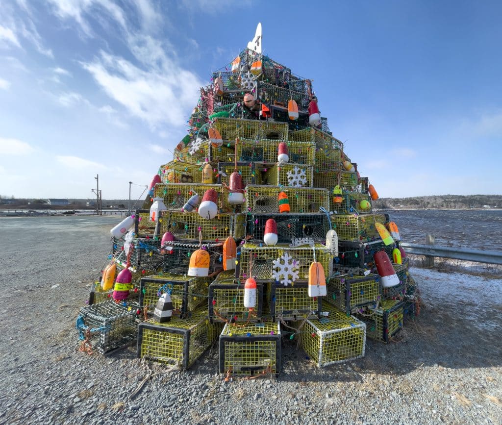 Arbre de Noël en casiers de homard