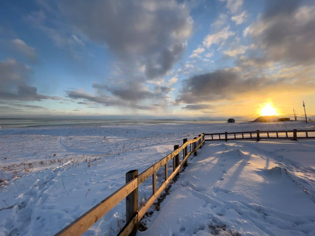 Coucher de soleil au Cap Alright en hiver