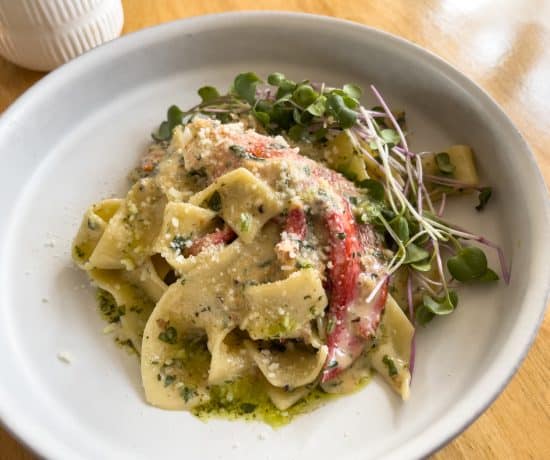 Pâtes aux fruits de mer du meilleur restaurant de Lunenburg, le Beach Pea