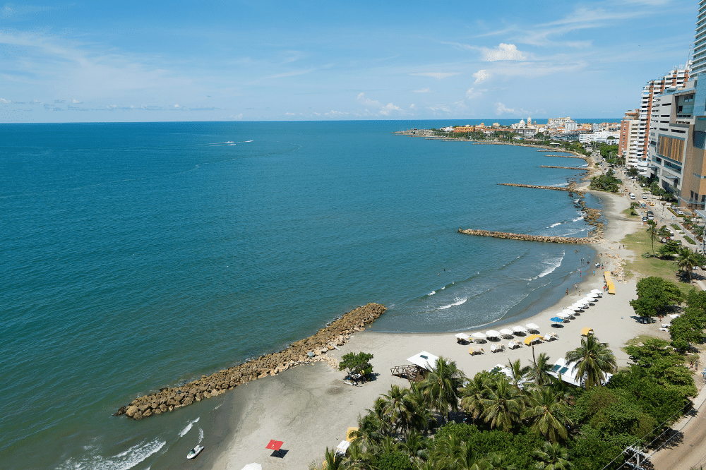 Bocagrande, plage publique de Carthagène des Indes, Colombie