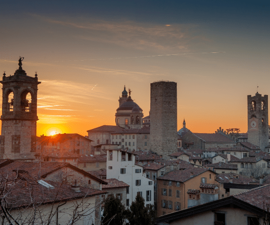 Coucher de soleil sur Bergamo, Italie