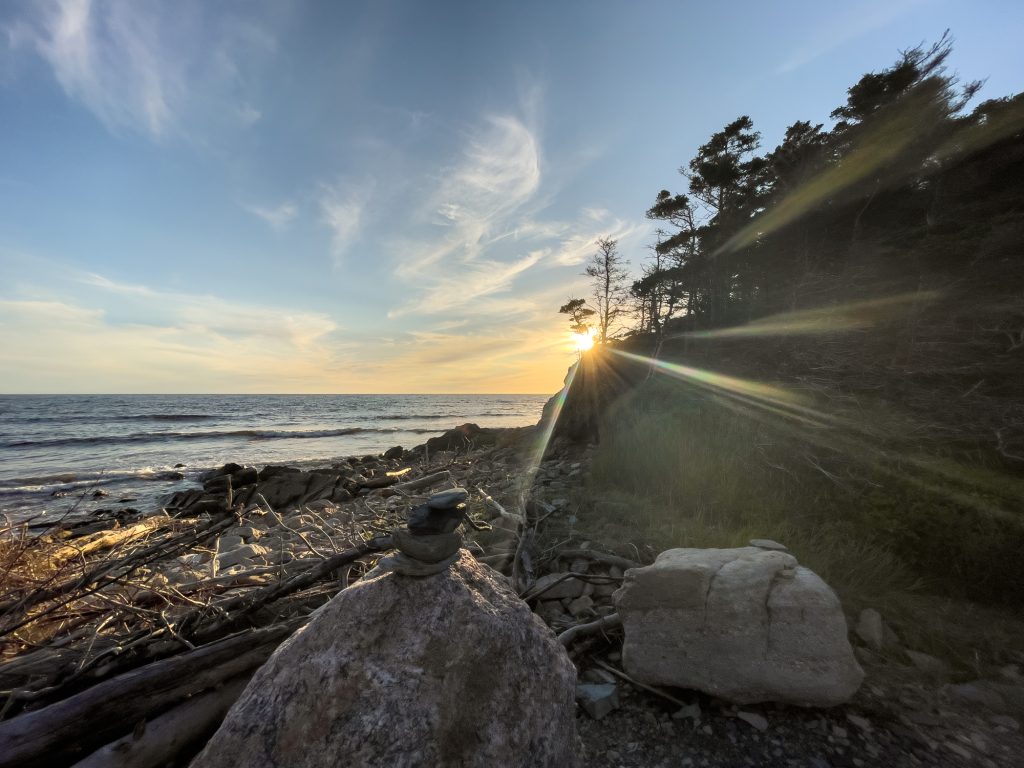 Coucher de soleil sur la plage de la piste Cabot