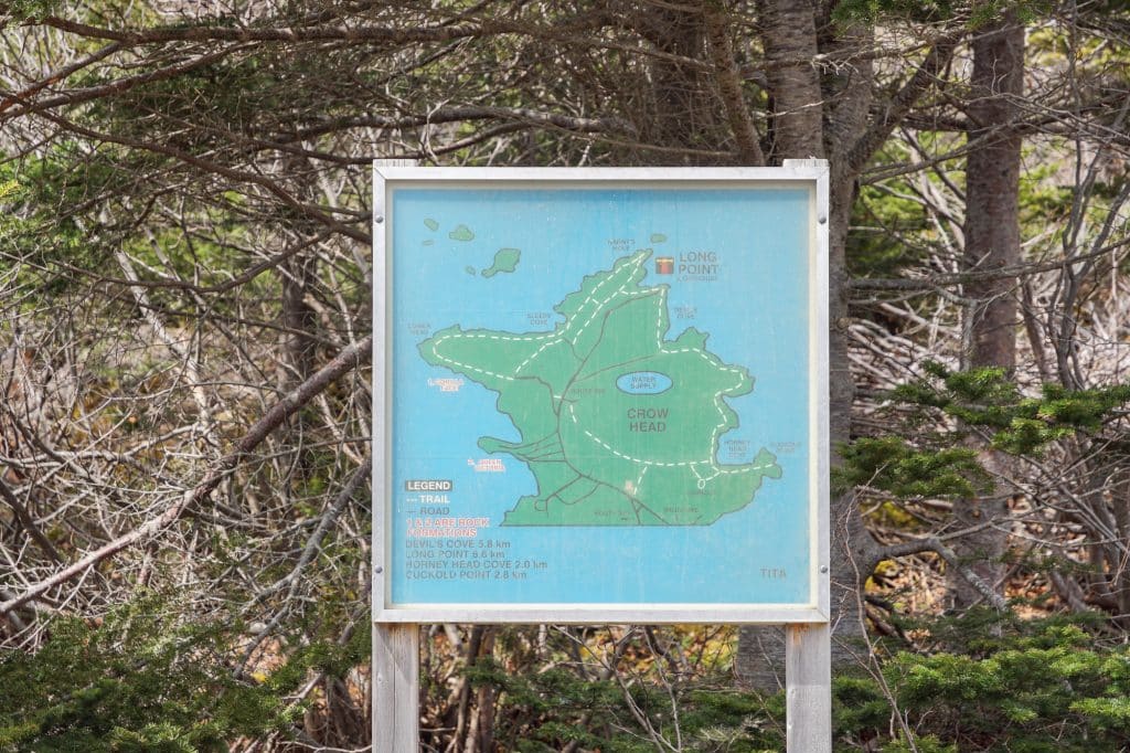 Carte des sentiers de randonnée à Crow Head