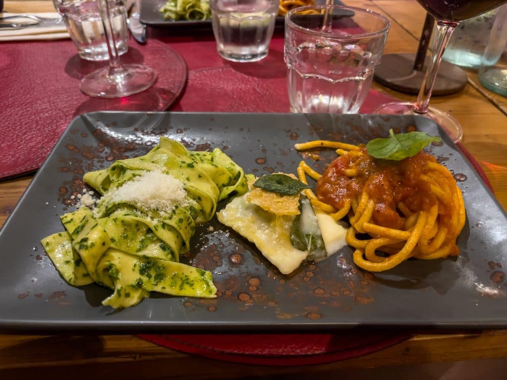 Assortiment de pâtes au Tamero pendant le food tour à Florence