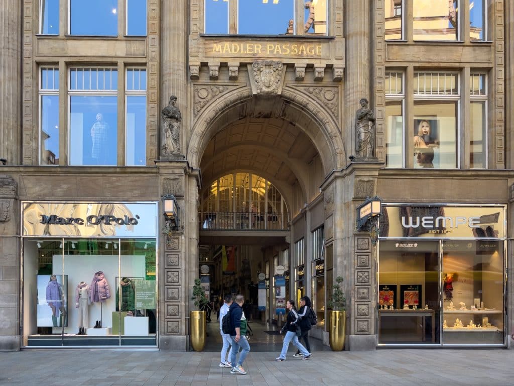Extérieur du Mädler Passage de Leipzig