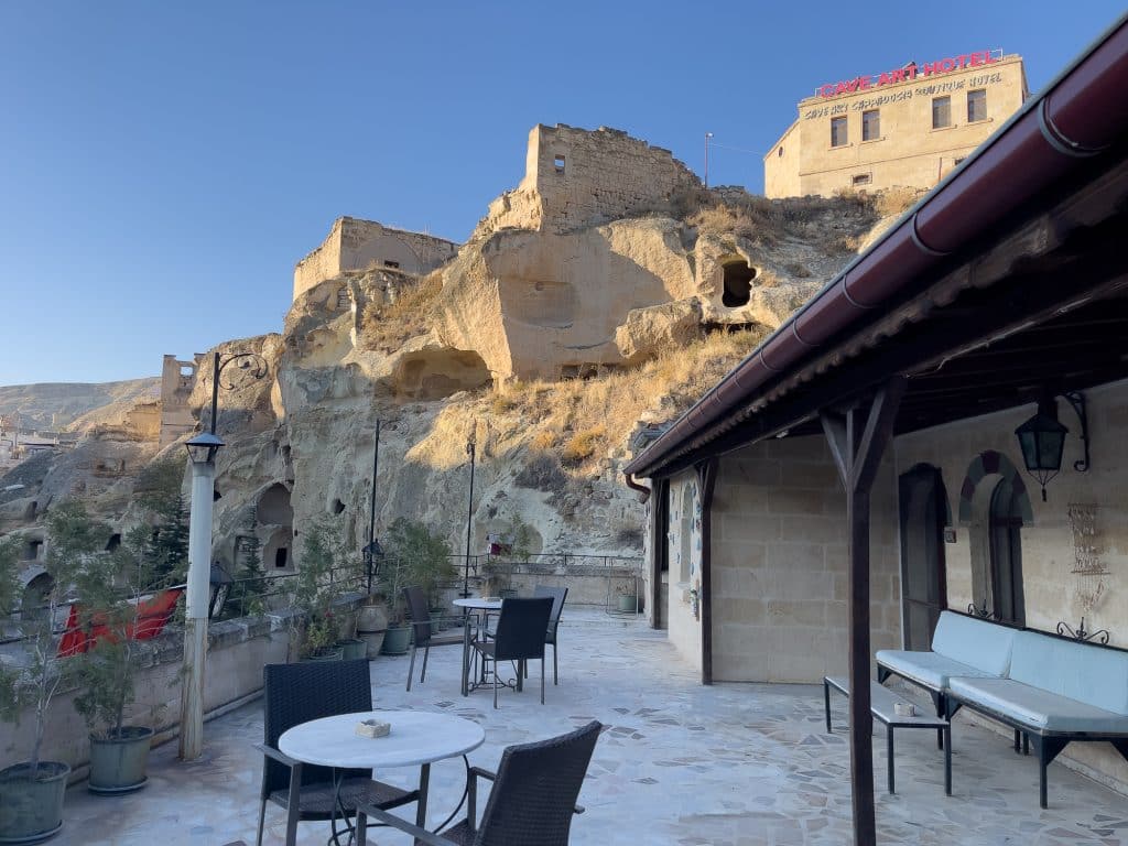 Terrasse de l'hébergement en Cappadoce