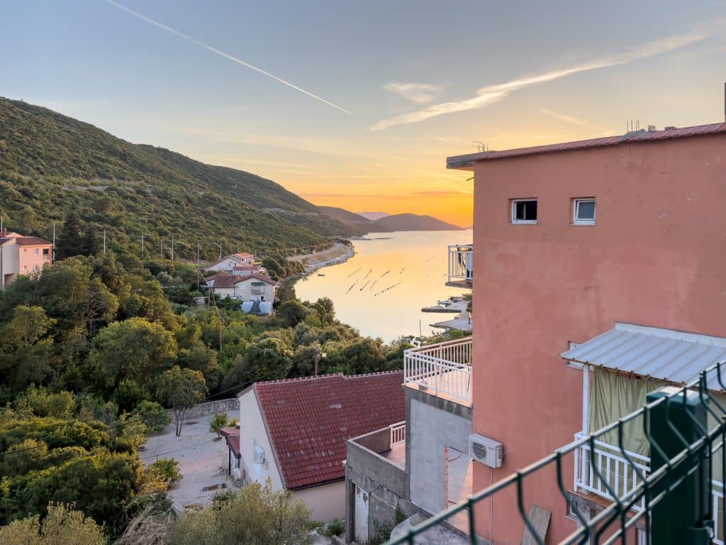 Coucher de soleil sur Neum et la Croatie