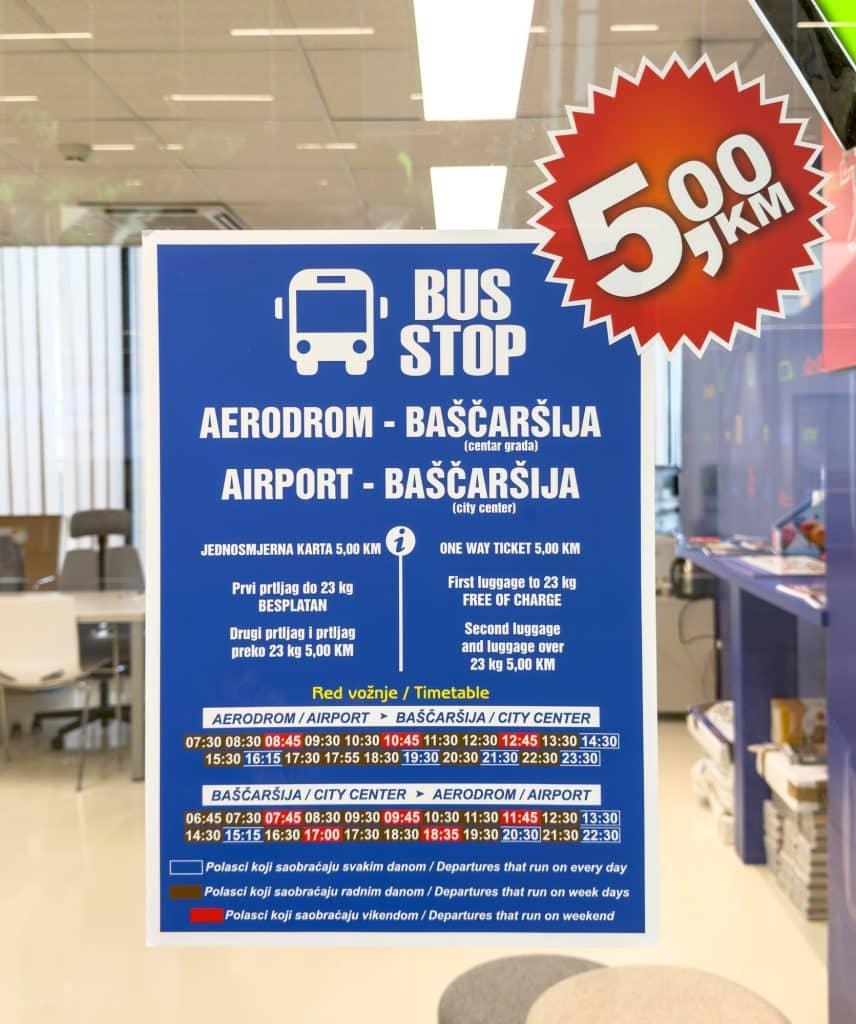 Horaire des autobus voyageurs à l'aéroport de Sarajevo