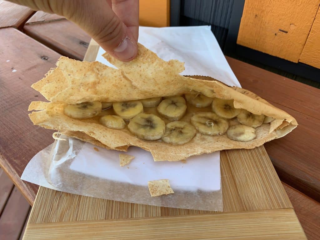 Crêpe au sucre et aux bananes Le Gaboteux
