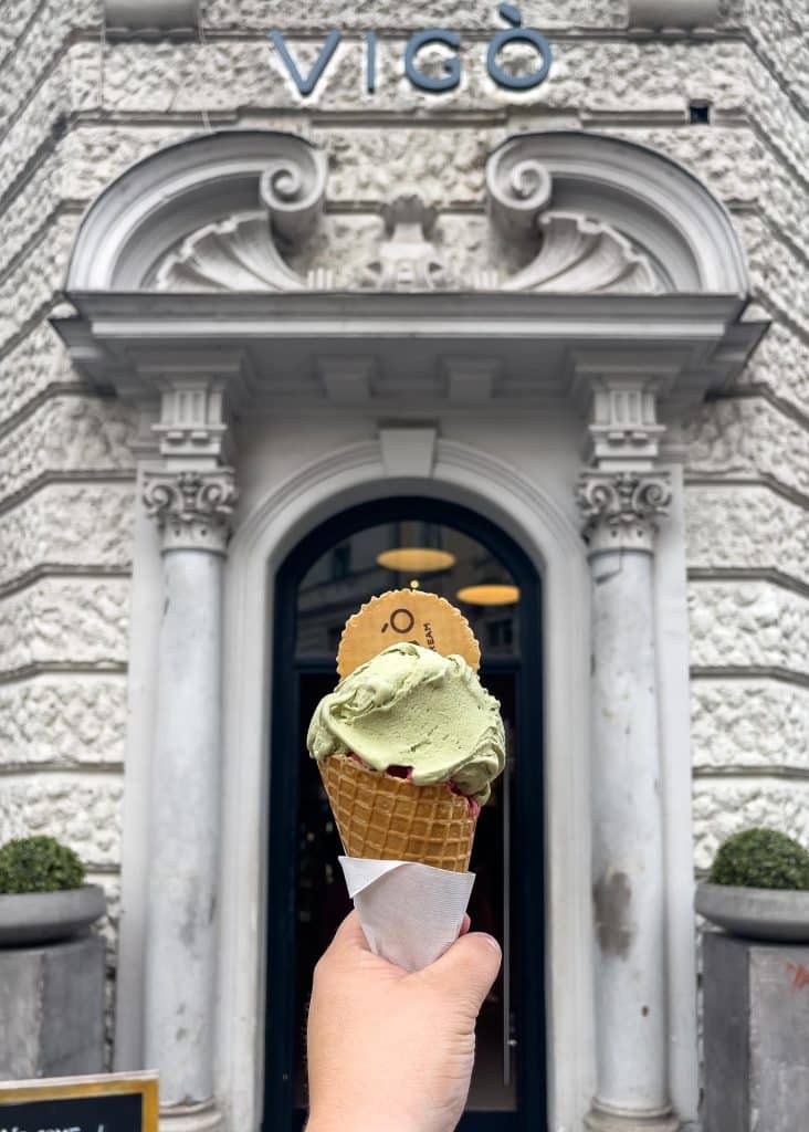 Gelato à la pistache de Vigo à Ljubljana